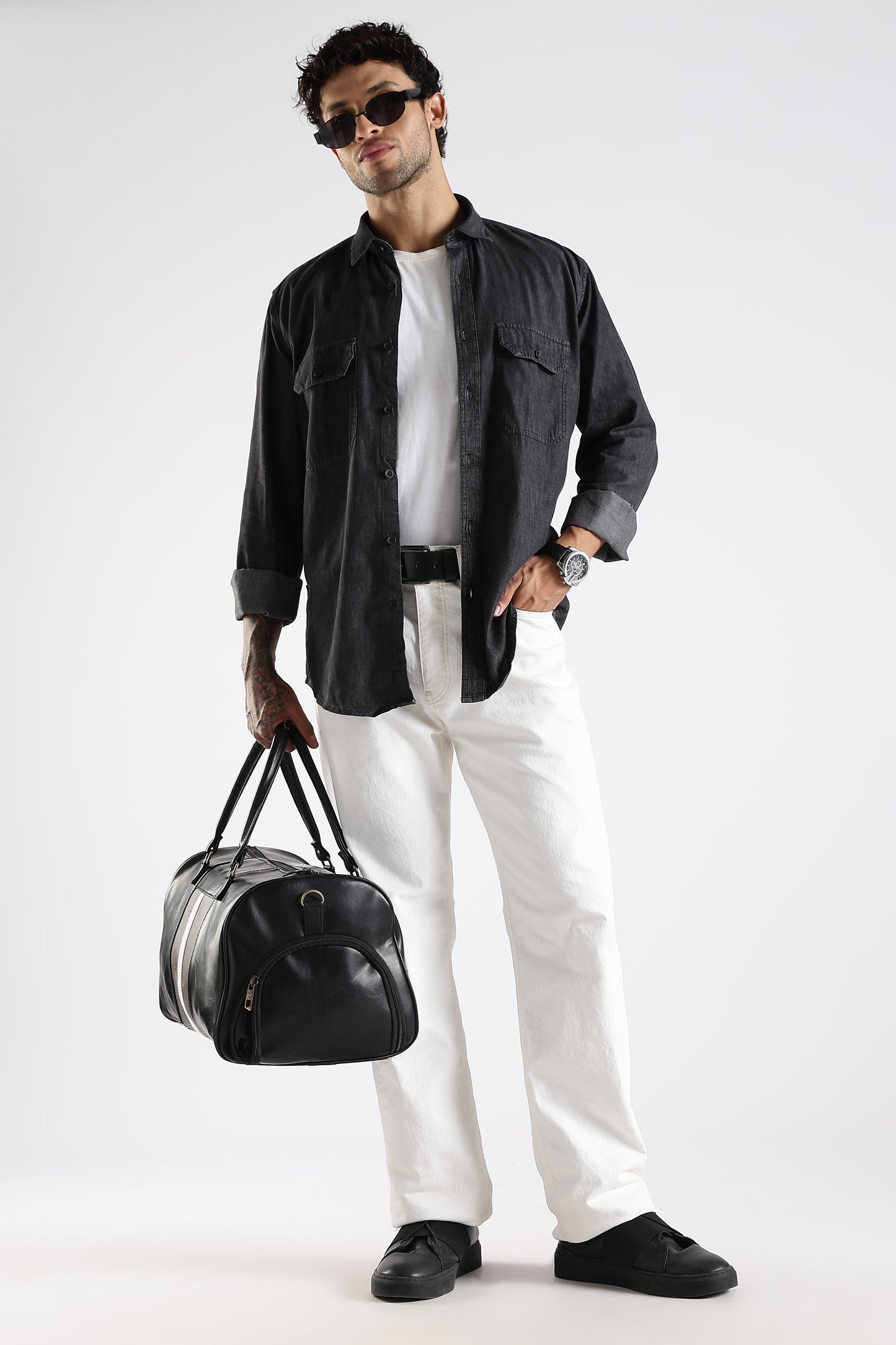 Regular Fit Black Denim Shirt