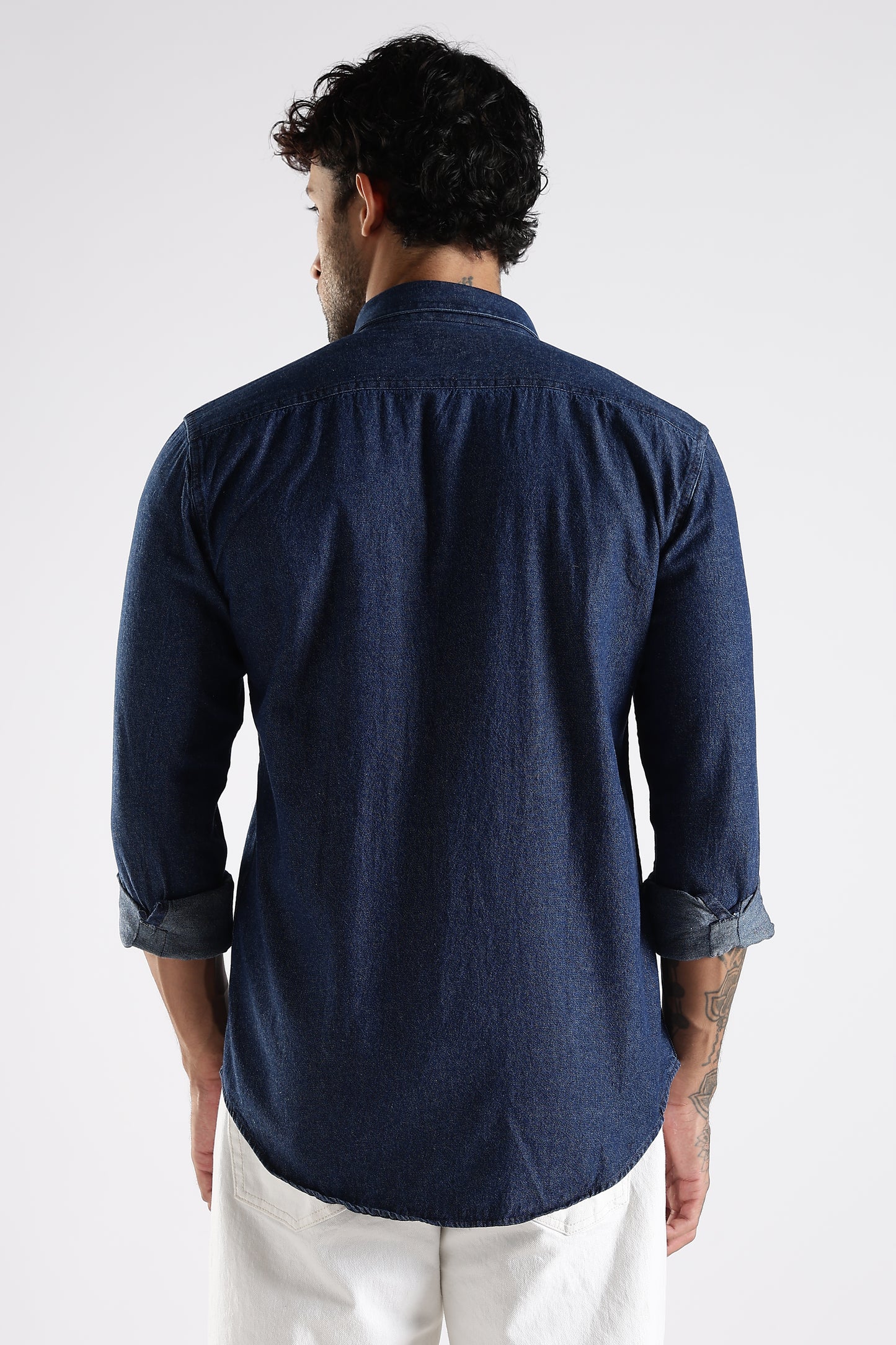Regular Fit Dark Blue Denim Shirt