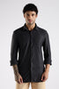 Regular Fit Textured Jacquard Fabric Black Shirt