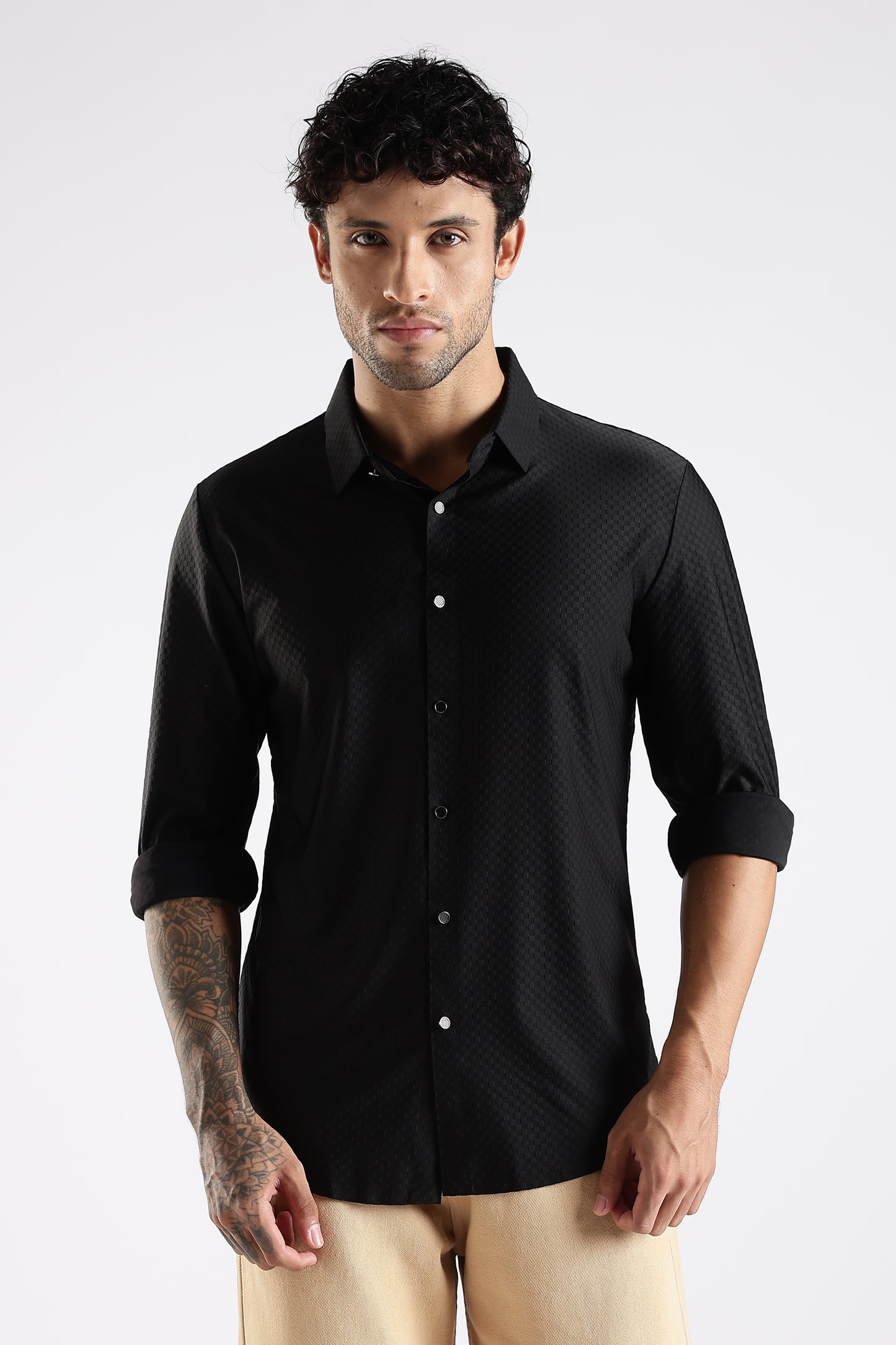 Regular Fit Stitchless Imported Designer Black Shirt