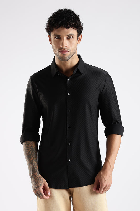 Regular Fit Stitchless Imported Designer Black Shirt