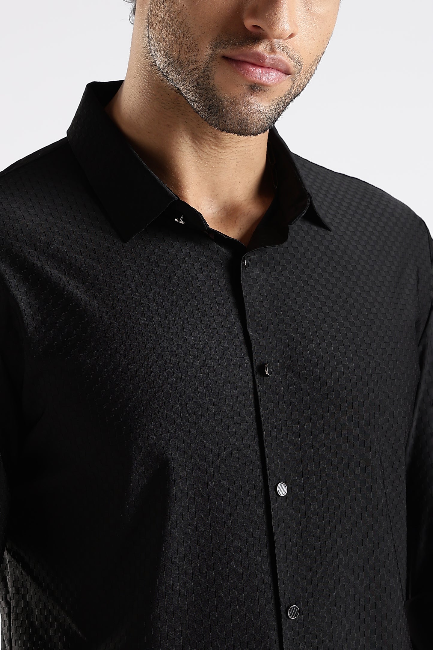 Regular Fit Stitchless Imported Designer Black Shirt