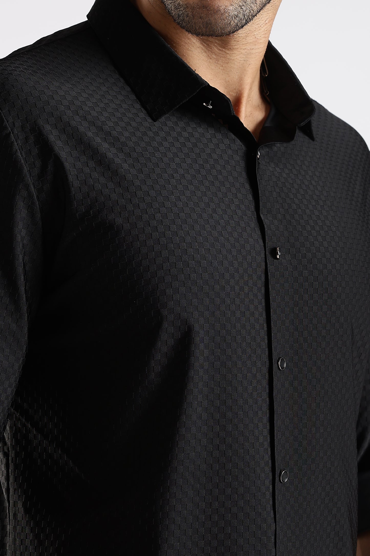 Regular Fit Stitchless Imported Designer Black Shirt