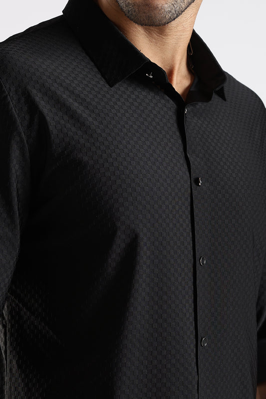 Regular Fit Stitchless Imported Designer Black Shirt