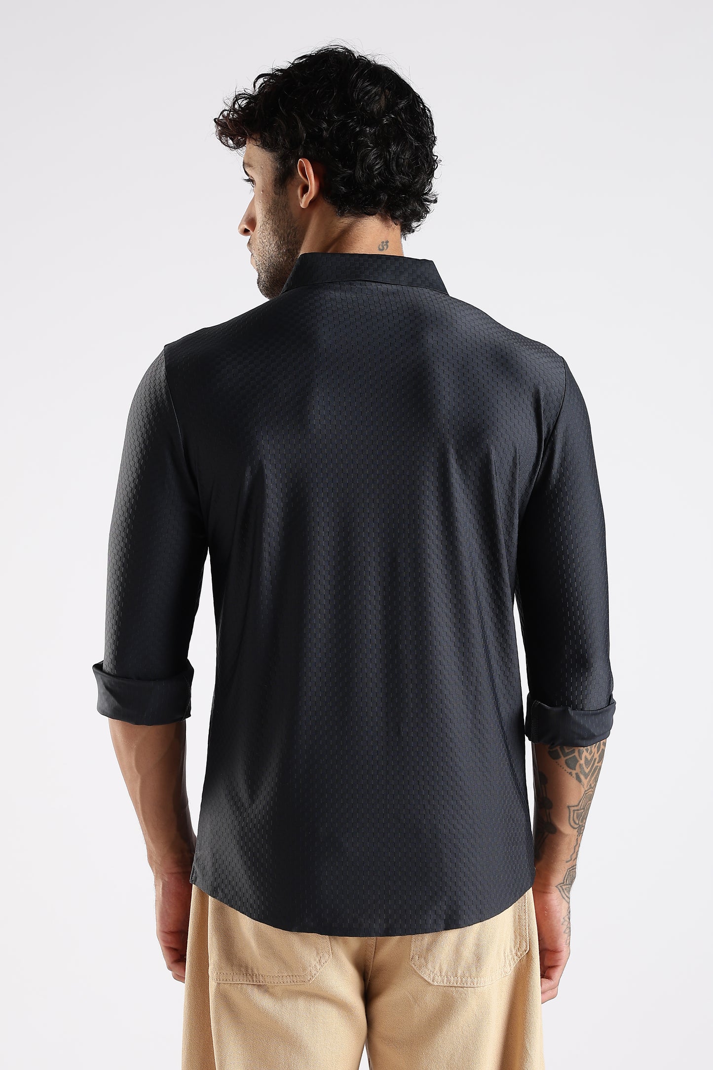 Regular Fit Stitchless Imported Designer Black Shirt
