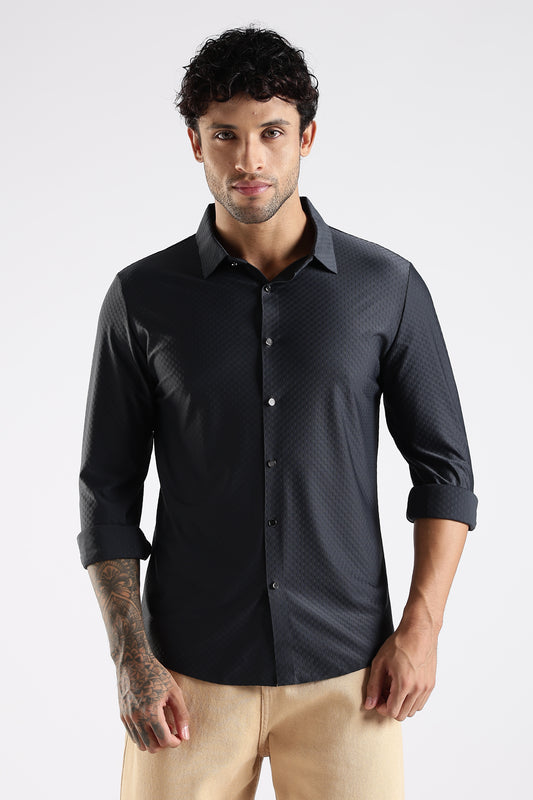 Regular Fit Stitchless Imported Designer Black Shirt