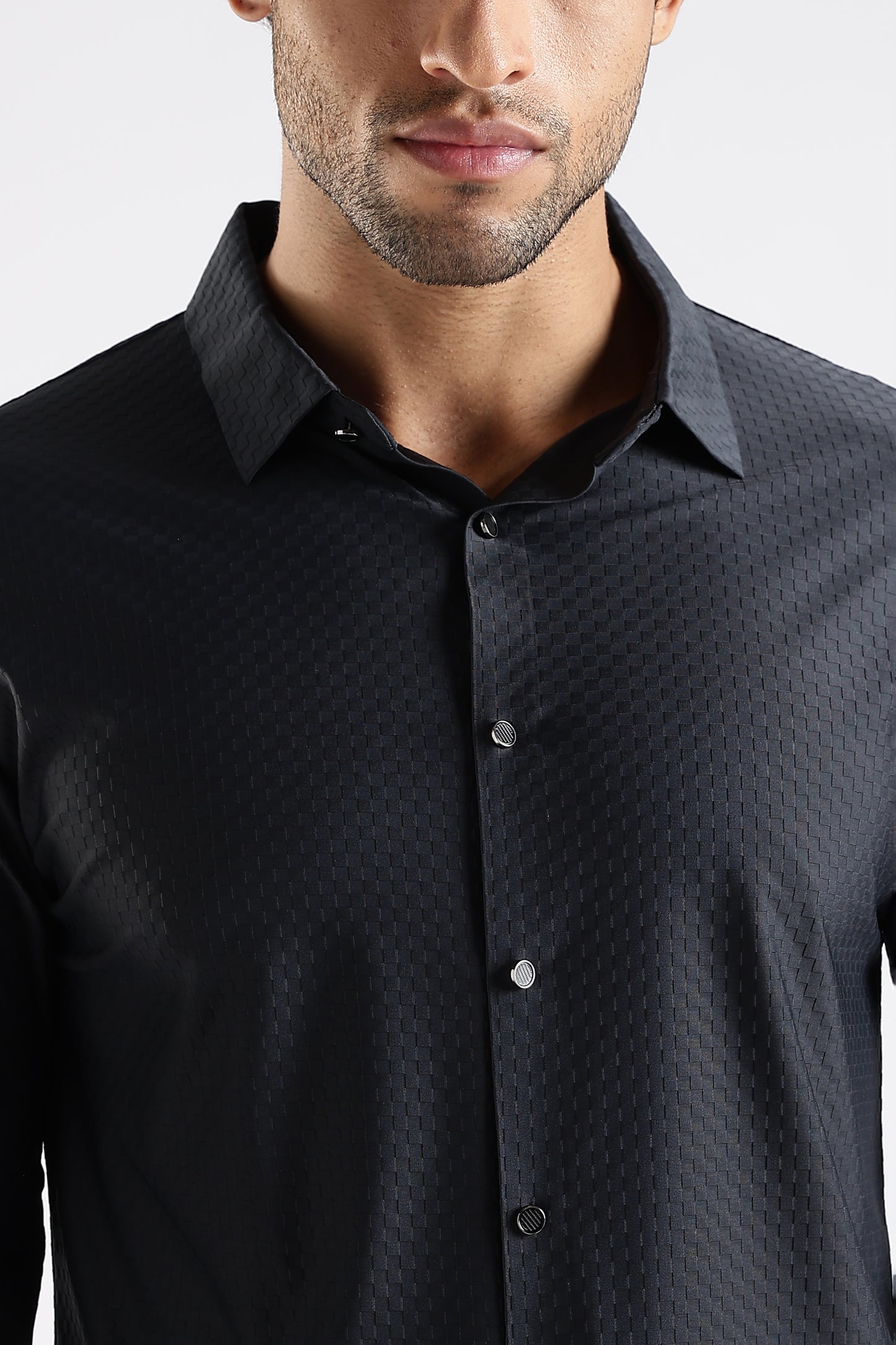 Regular Fit Stitchless Imported Designer Black Shirt