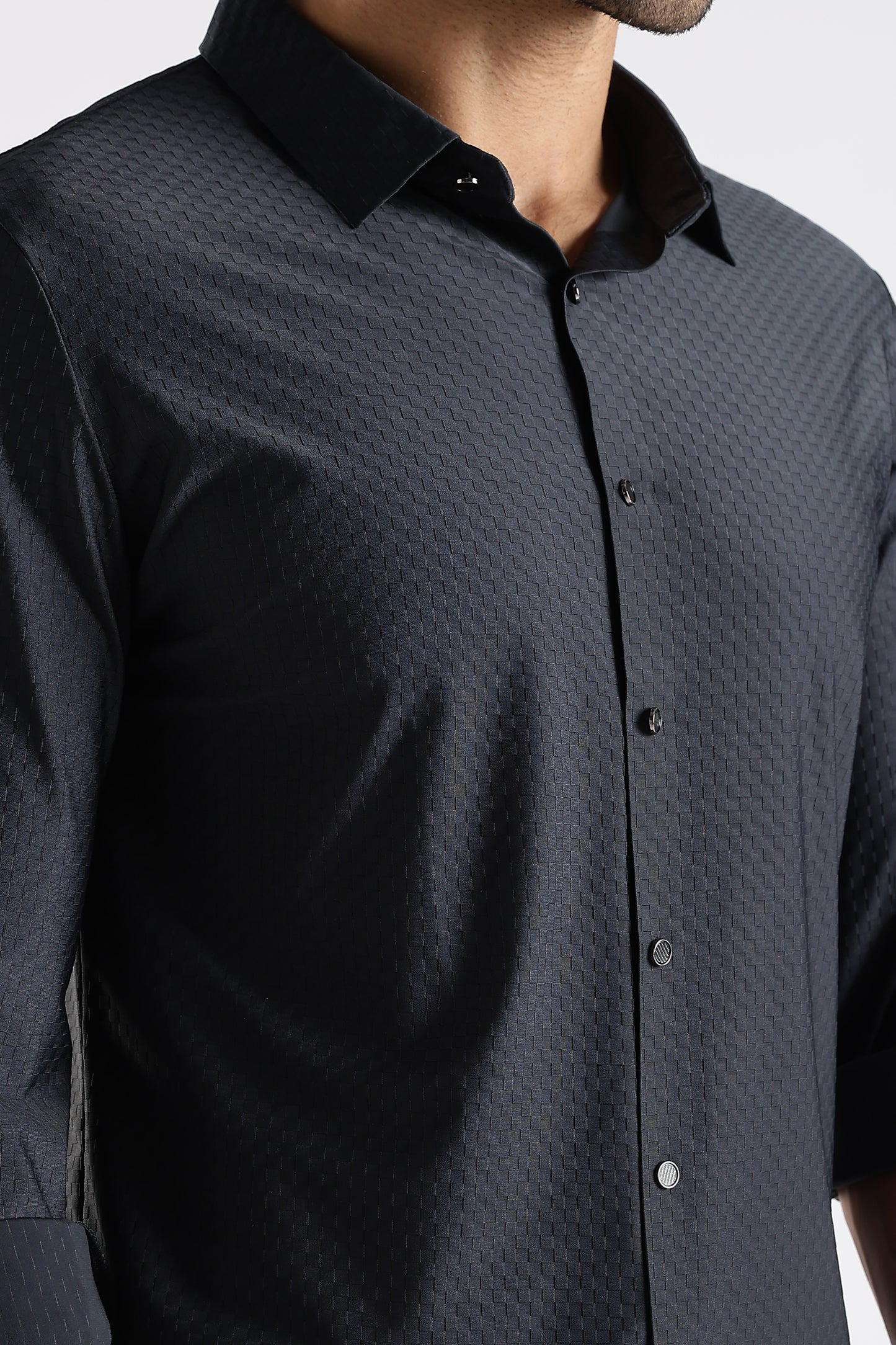 Regular Fit Stitchless Imported Designer Black Shirt