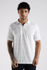 Regular Fit Jackuard Textured Zipper Polo White Tshirt