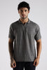 Regular Fit Jackuard Textured Zipper Polo Grey Textured Tshirt