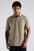 Regular Fit Jackuard Textured Zipper Polo Beige Tshirt