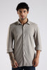 Regular Fit Textured Jacquard Fabric Beige Grey Shirt