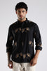 Regular Fit Floral Embroidary Designer Black Shirt