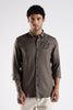 Regular Fit Embroidery Linen Blend Designer Dark Taupe Shirt