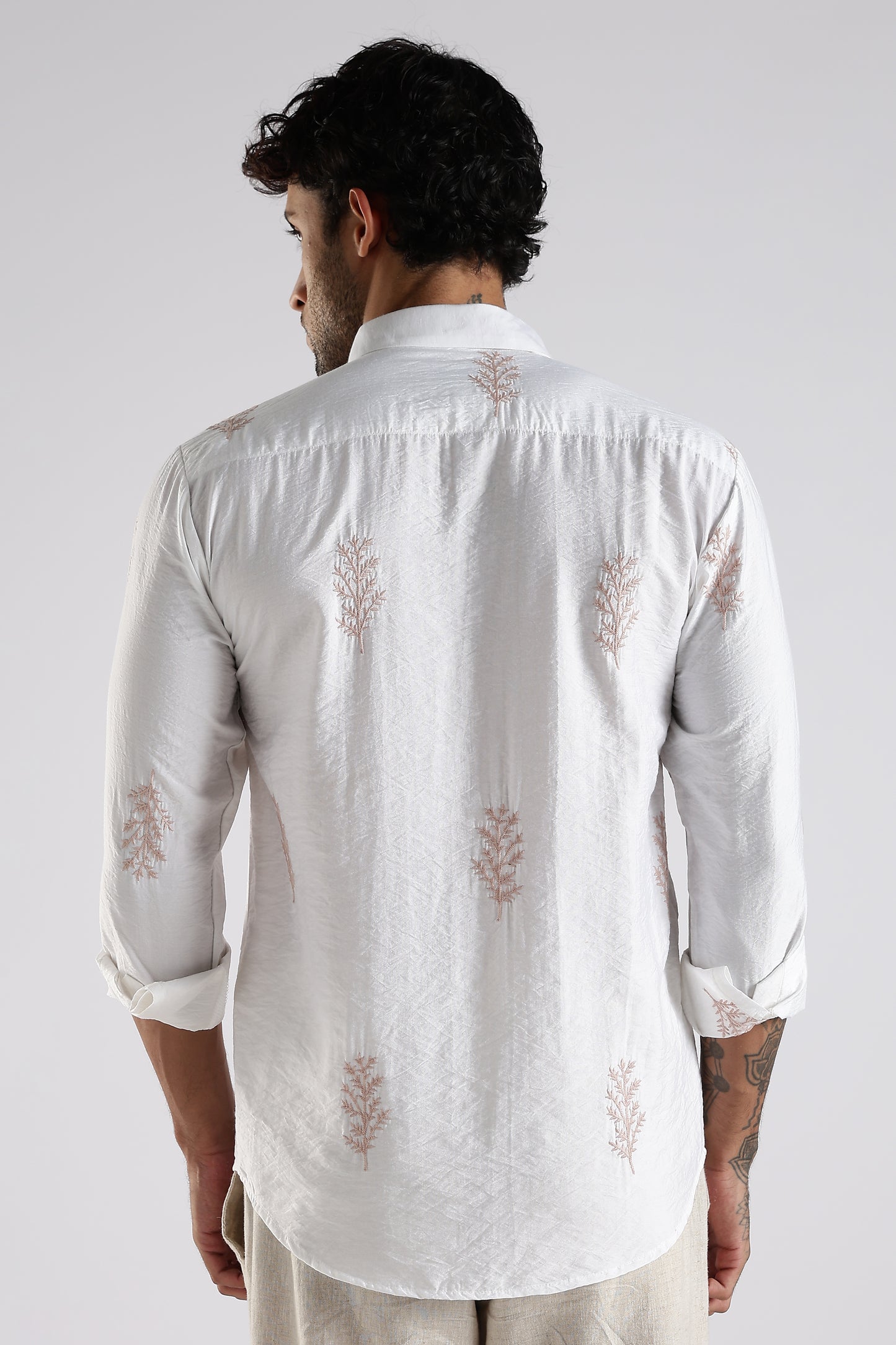 Regular Fit Embroidary Designer White Shirt