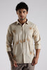 Regular Fit Floral Embroidary Designer Beige Shirt