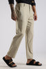 Regular Fit Linen Blend Light Beige Trouser