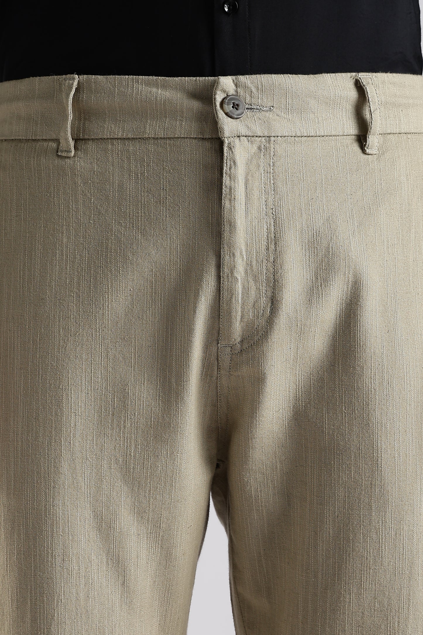 Regular Fit Linen Blend Light Beige Trouser