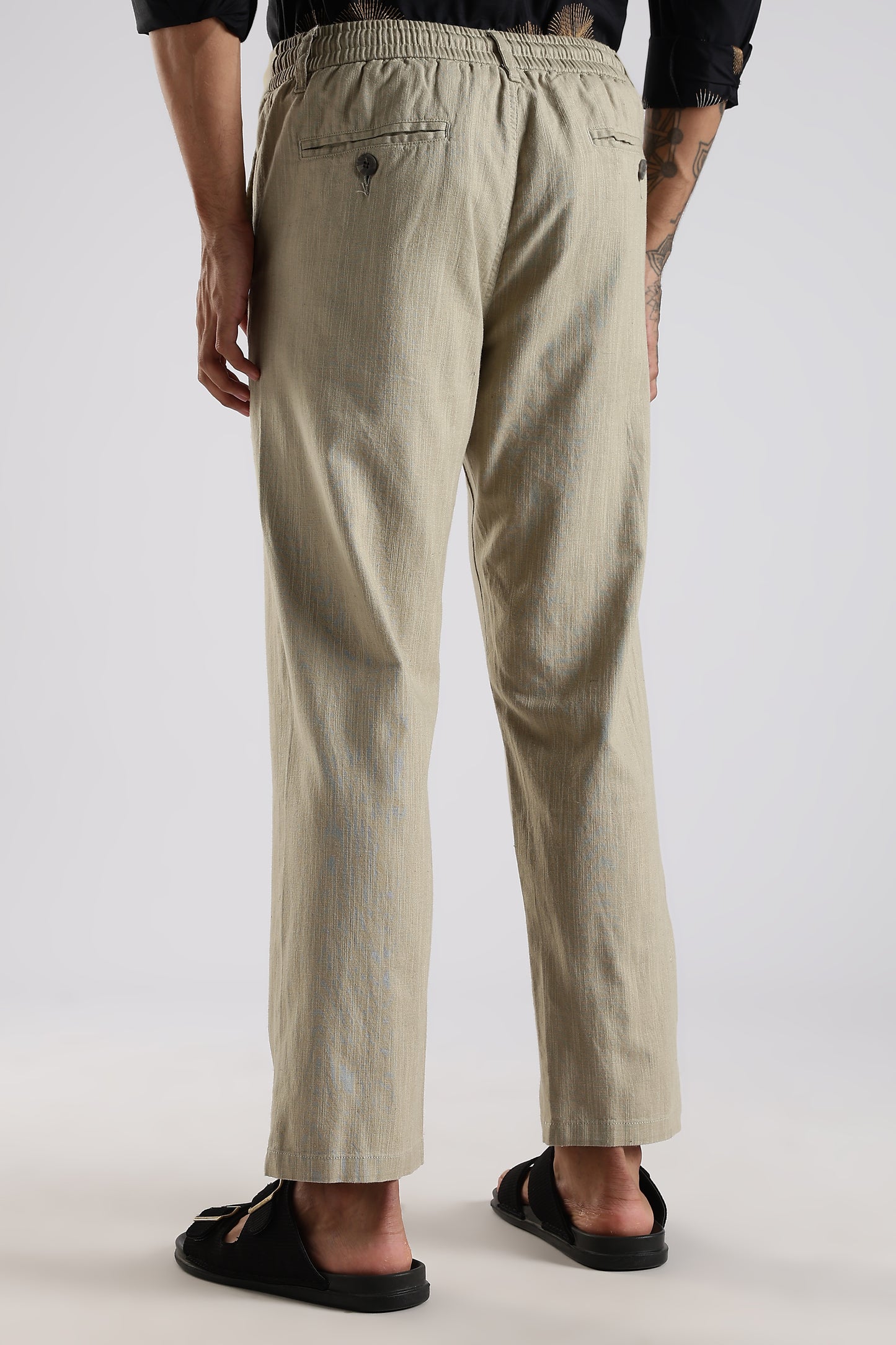Regular Fit Linen Blend Light Beige Trouser
