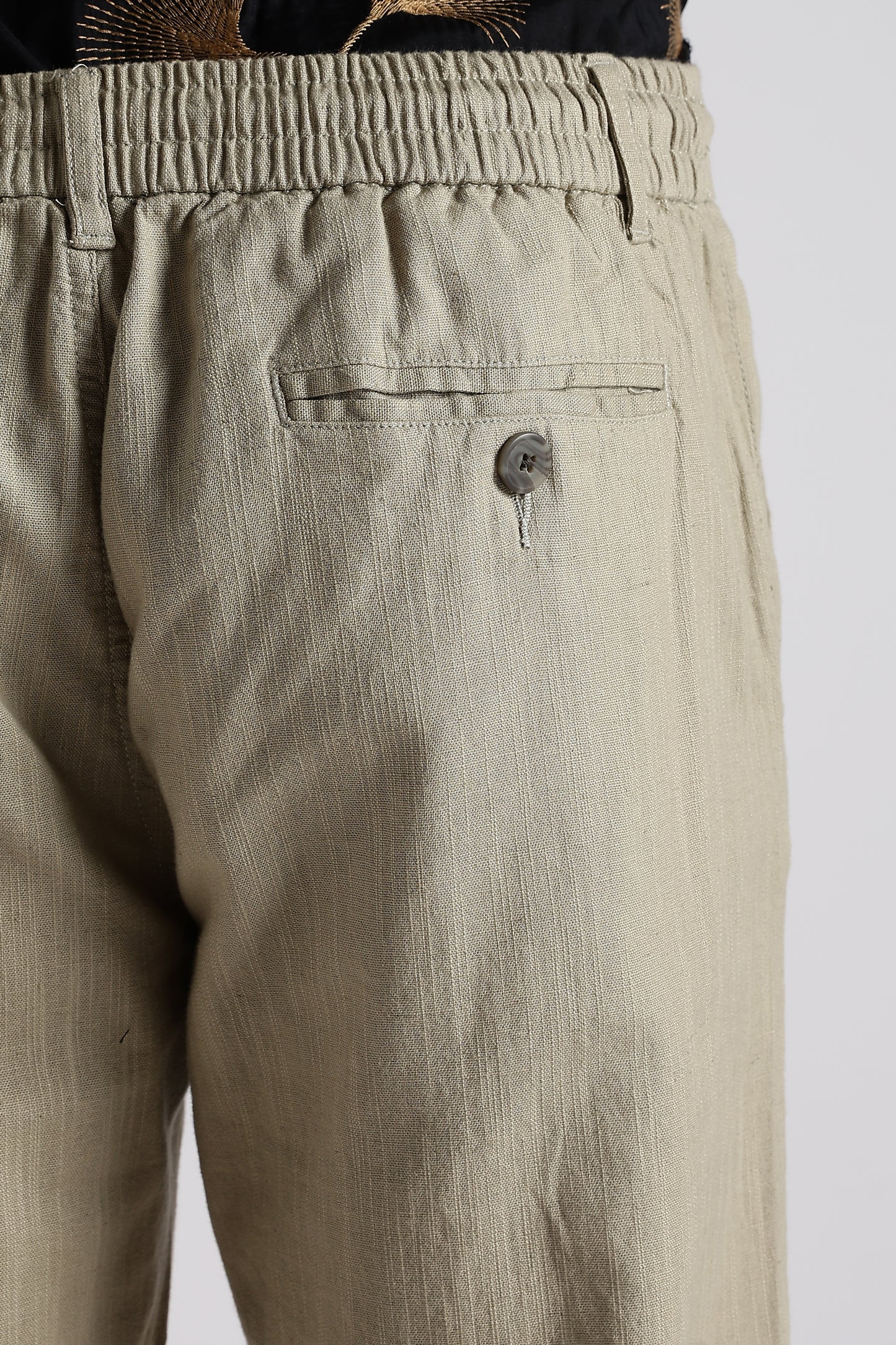 Regular Fit Linen Blend Light Beige Trouser