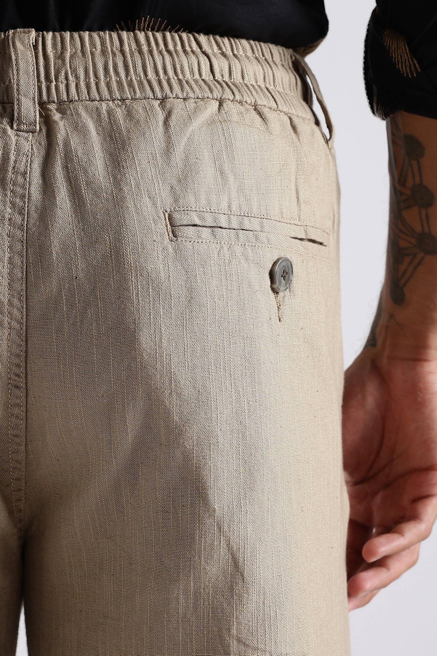 Regular Fit Linen Blend Light Beige Trouser