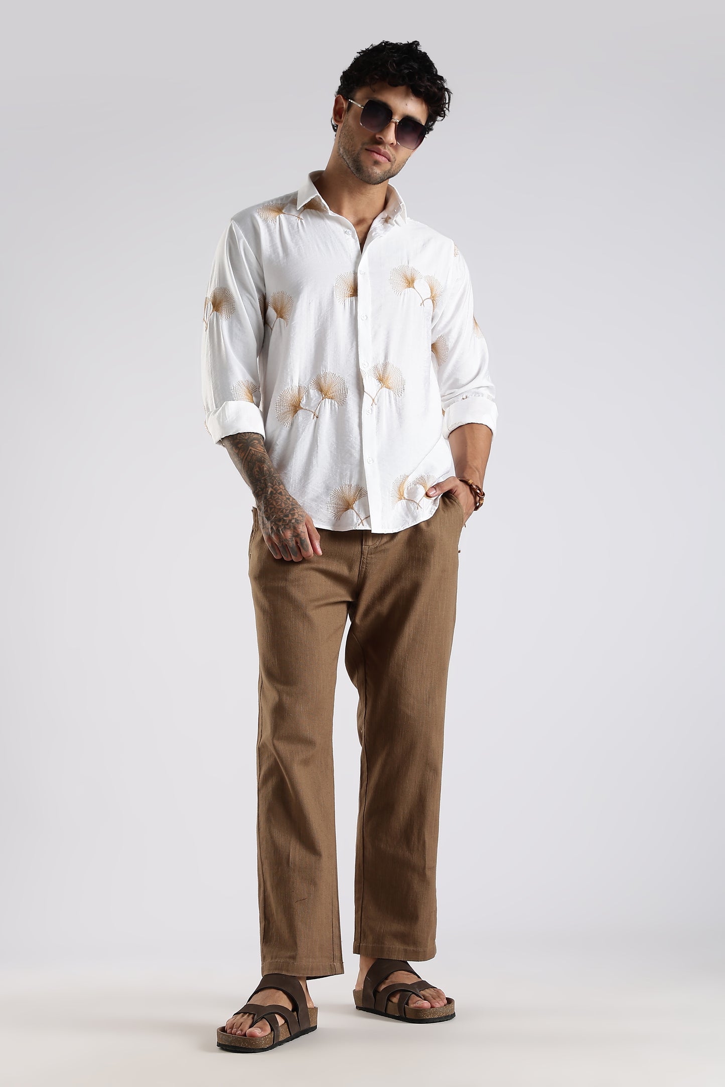 Regular Fit Dark Brown Linen Trouser