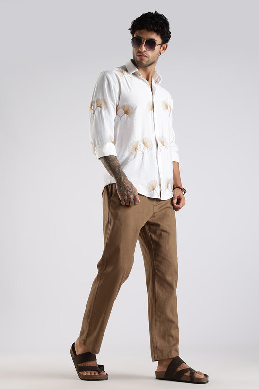 Regular Fit Dark Brown Linen Trouser