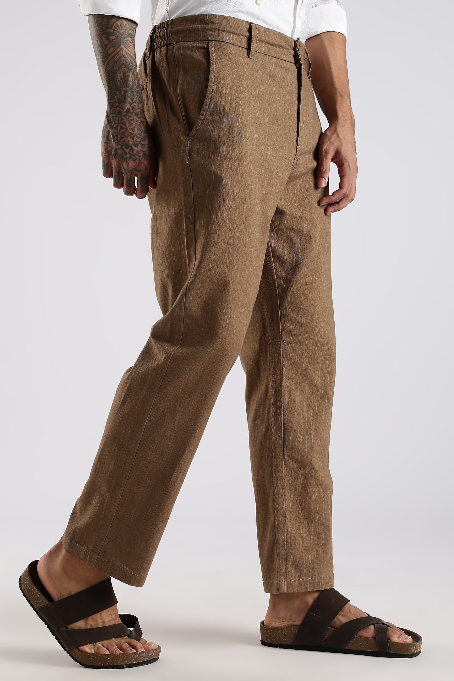 Regular Fit Dark Brown Linen Trouser