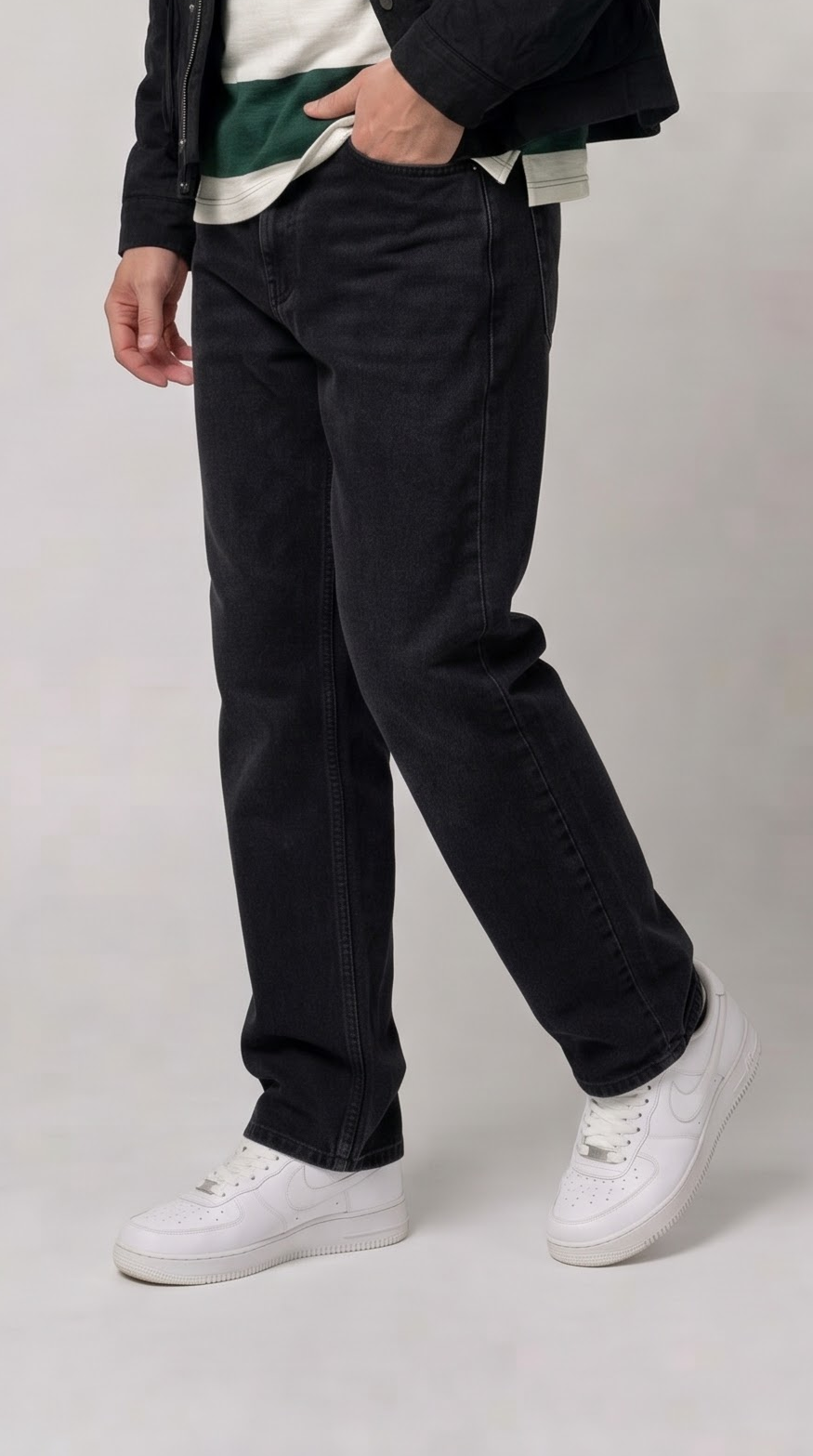 Jet Black Straight Fit Jeans
