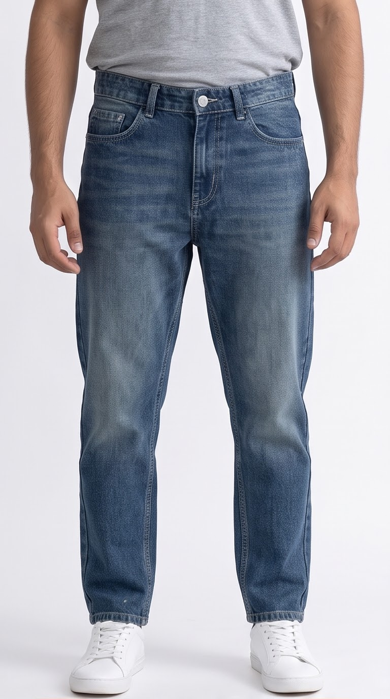 Dark Blue Wash Mom Fit Jean
