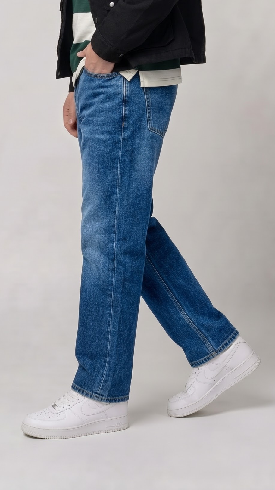 Mid Blue Straight Fit Jeans