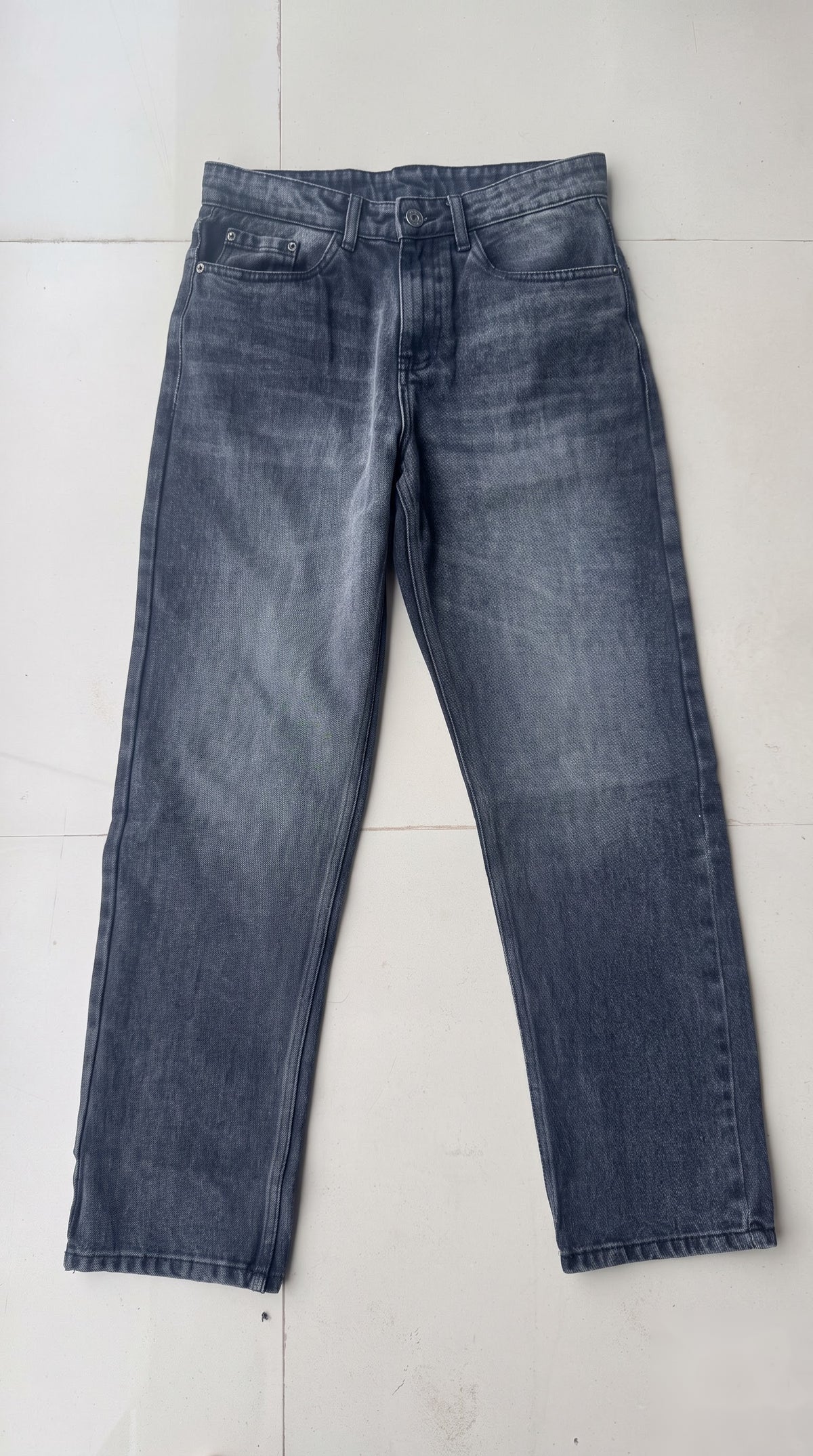 Black Grey Fade Straight Fit Jeans