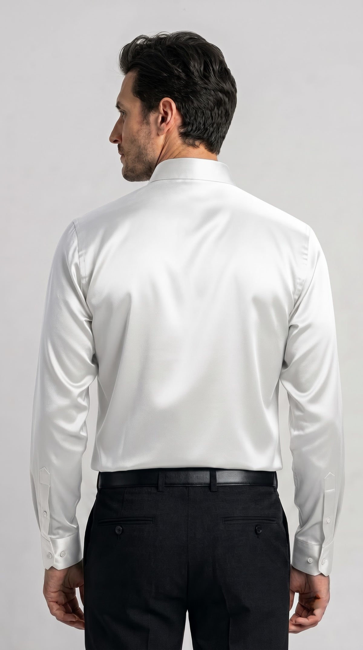 White Satin Regular Fit Shirt