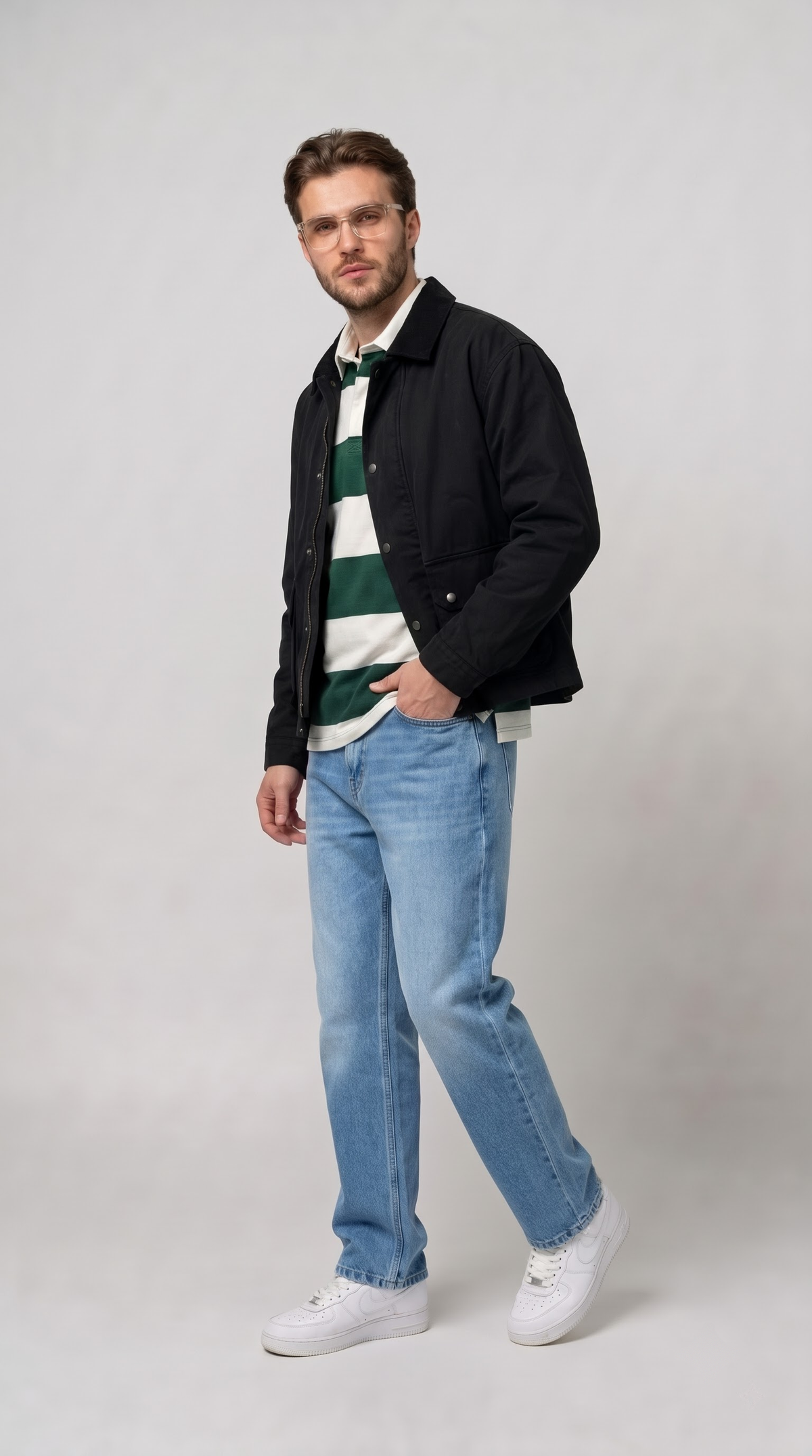 Light Blue Stone Wash Straight Fit Jeans