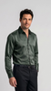 Dark Olive Satin Regular Fit Shirt