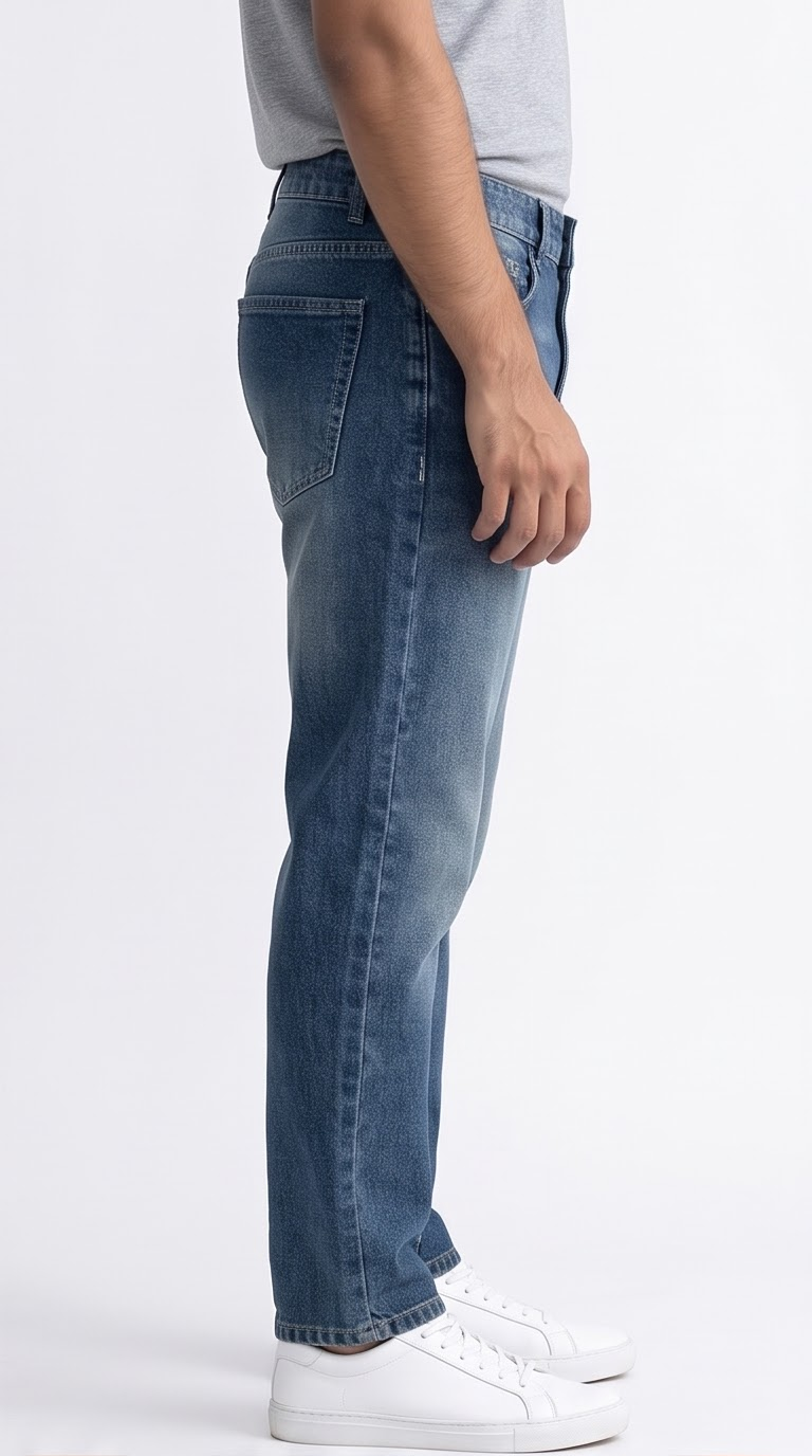 Dark Blue Wash Mom Fit Jean