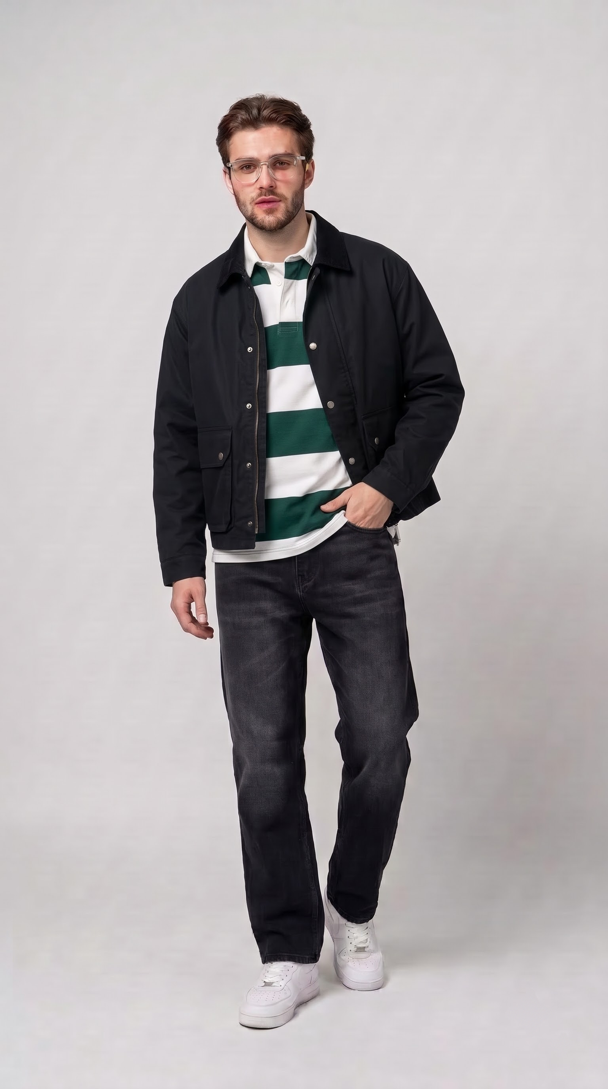 Black Scratch Straight Fit Jeans