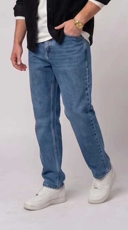 Mid Blue Wash Mom Fit Jean