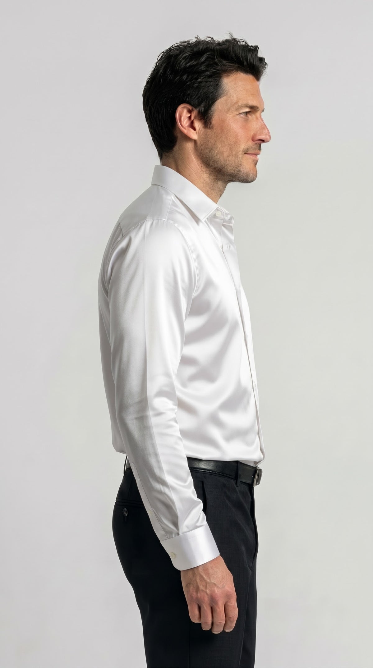White Satin Regular Fit Shirt