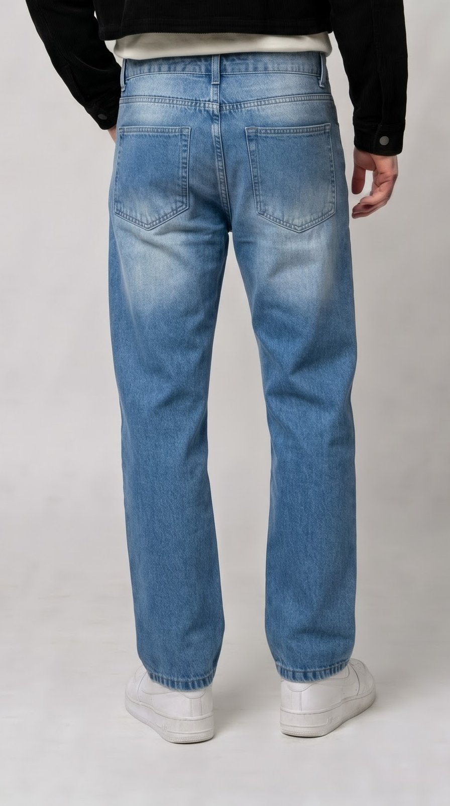 Light Blue Stone Wash Straight Fit Jeans