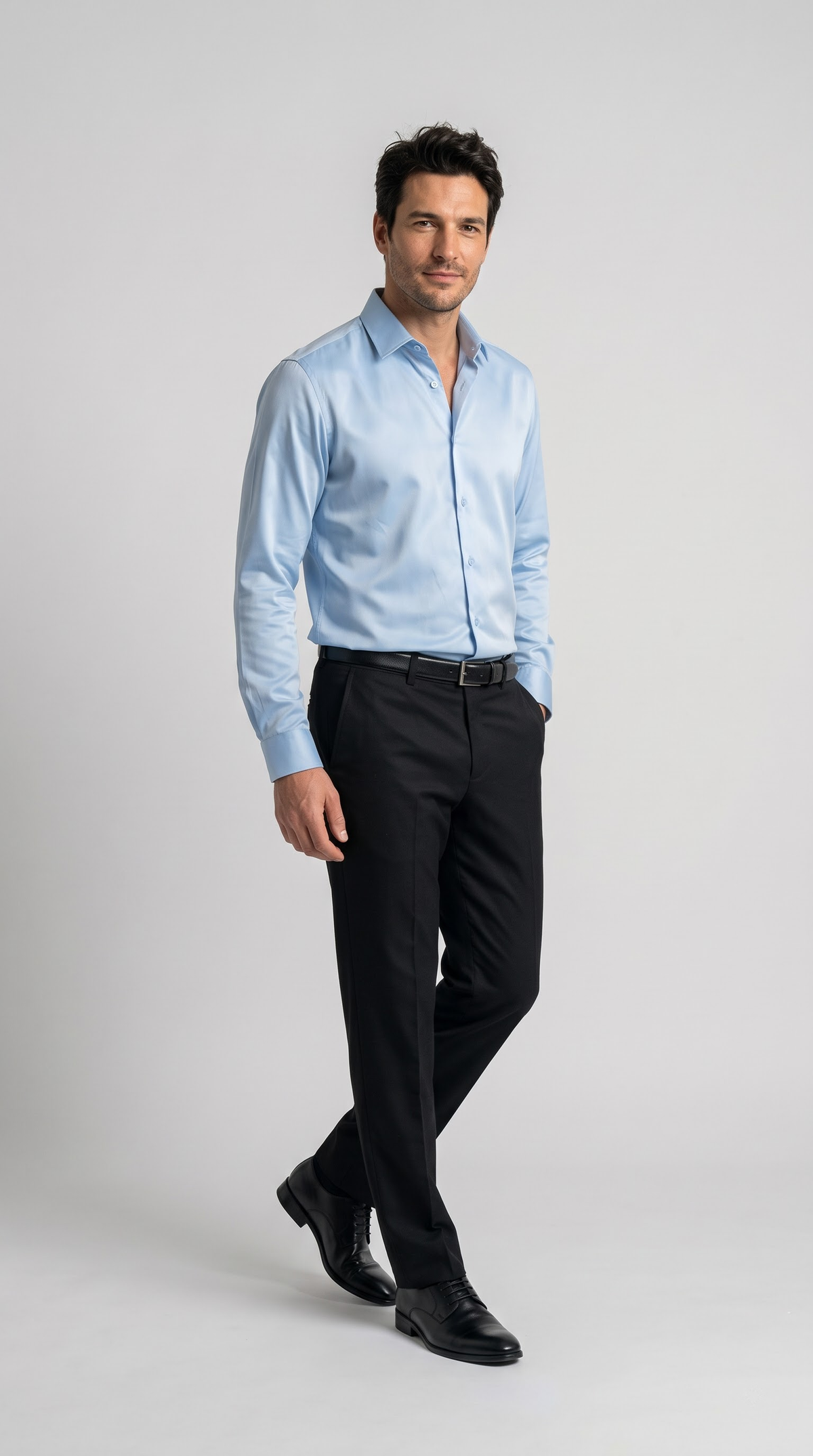 Light Blue Satin Regular Fit Shirt