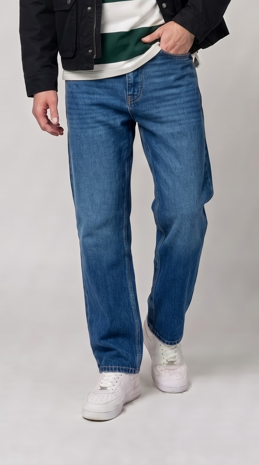 Mid Blue Straight Fit Jeans
